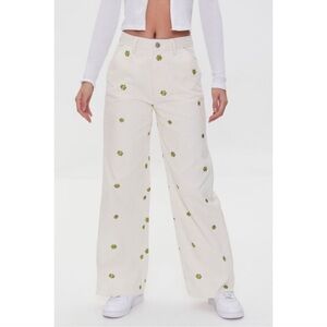 Happy Flower Hi Rise Wide Leg Corduroy Pants